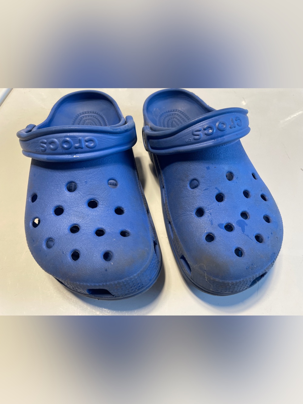 CROCS Slip on Clog Mules Pivot Strap Youth Kid Sz 4 Women Sz 6 Lightweight Blue